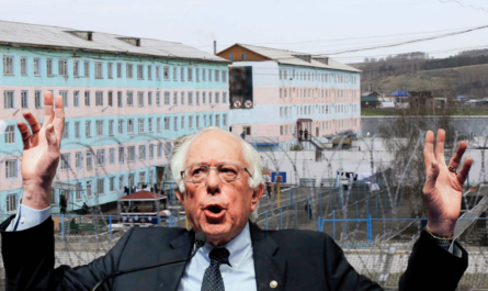 Bernie in front of a Gulag
